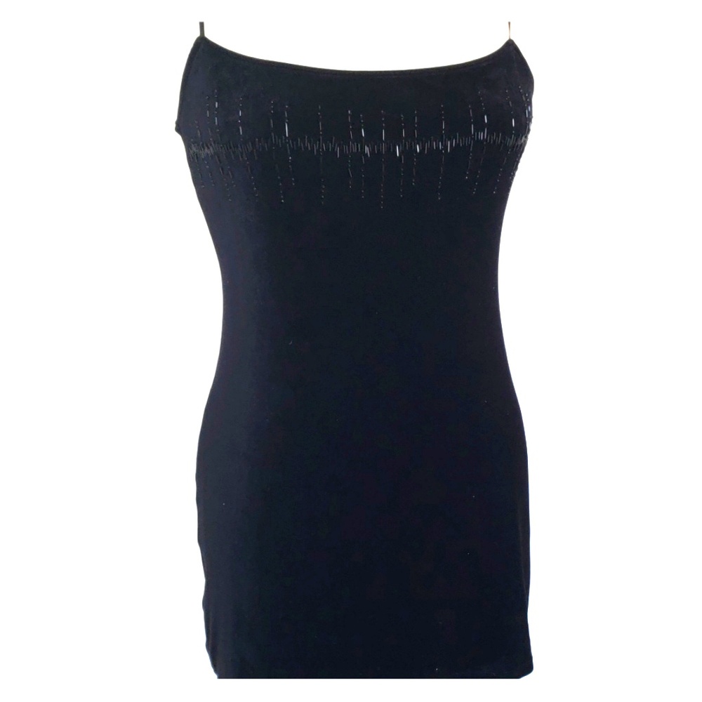 📽Vintage Beaded velvet mini black dress
